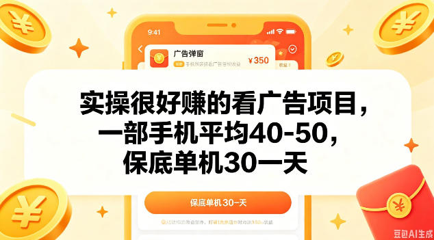 实操很好做的看广告项目，一部手机平均40-50，保底30单机一天【揭秘】-87副业网 - 互联网副业项目资源分享平台
