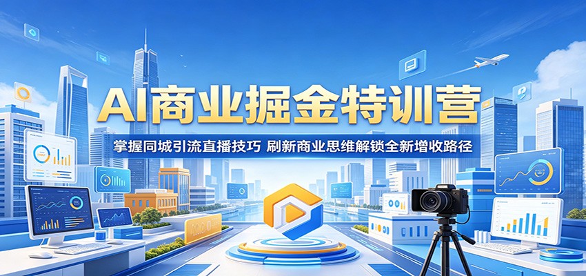 AI商业掘金特训营:掌握同城引流直播技巧,刷新商业思维解锁全新增收路径-87副业网 - 互联网副业项目资源分享平台