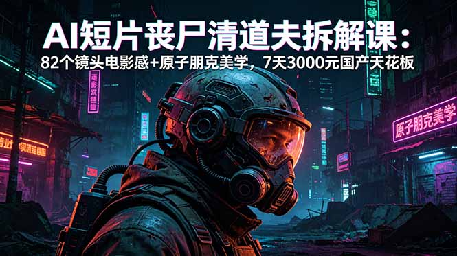 AI短片《丧尸清道夫》拆解课：82个镜头电影感+原子朋克美学，7天3000元国产天花板-87副业网 - 互联网副业项目资源分享平台