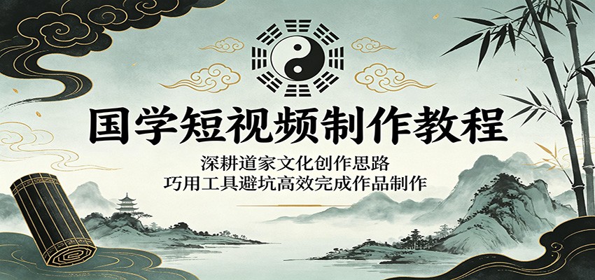 国学短视频制作教程：深耕道家文化创作思路，巧用工具避坑高效完成作品制作-87副业网 - 互联网副业项目资源分享平台