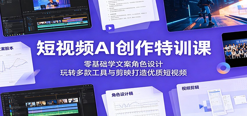 短视频AI创作特训课：零基础学文案角色设计，玩转多款工具与剪映打造优质短视频-87副业网 - 互联网副业项目资源分享平台