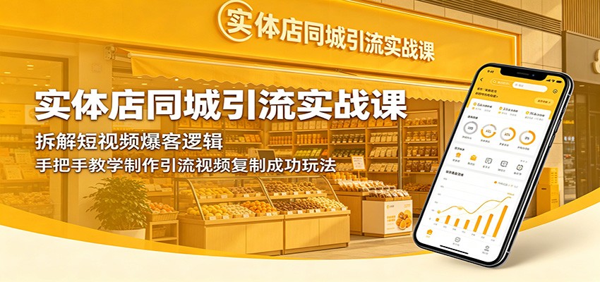 实体店同城引流实战课：拆解短视频爆客逻辑，手把手教学制作引流视频复制成功玩法-87副业网 - 互联网副业项目资源分享平台