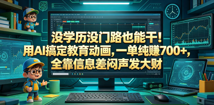 没学历没门路也能干！用AI搞定教育动画，一单纯賺700+，全靠信息差闷声发大财【揭秘】-87副业网 - 互联网副业项目资源分享平台