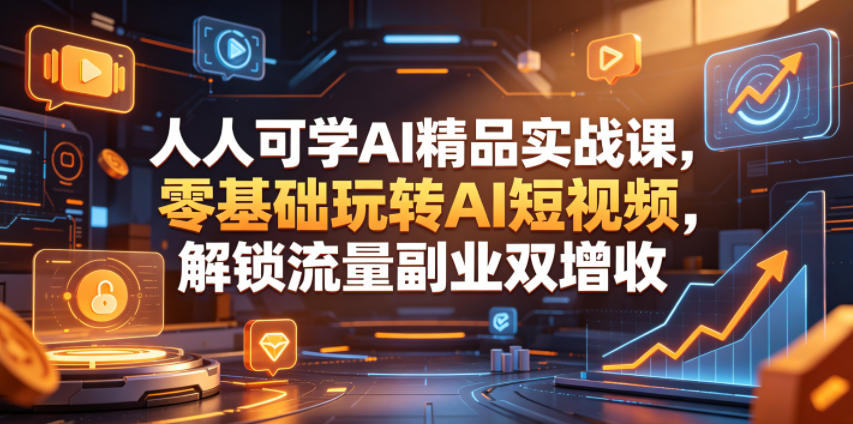 人人可学AI精品实战课,零基础玩转AI短视频,解锁流量副业双增收-87副业网 - 互联网副业项目资源分享平台
