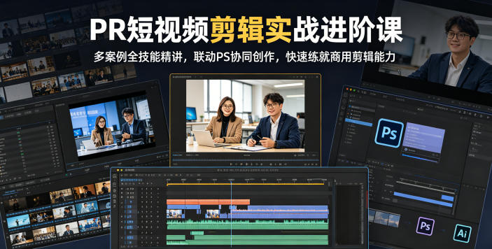 PR短视频剪辑实战进阶课，多案例全技能精讲，联动PS协同创作，快速练就商用剪辑能力-87副业网 - 互联网副业项目资源分享平台