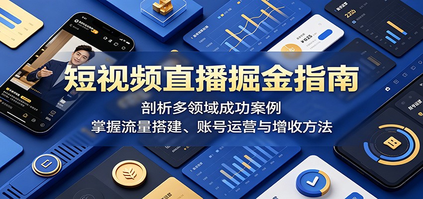 短视频直播掘金指南：剖析多领域成功案例，掌握流量搭建、账号运营与增收方法-87副业网 - 互联网副业项目资源分享平台