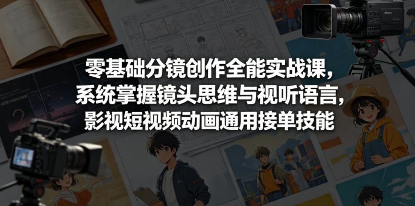 零基础分镜创作全能实战课,系统掌握镜头思维与视听语言,影视短视频动画通用接单技能-87副业网 - 互联网副业项目资源分享平台