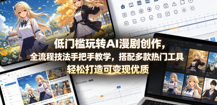 低门槛玩转AI漫剧创作，全流程技法手把手教学，搭配多款热门工具，轻松打造可变现优质作品-87副业网 - 互联网副业项目资源分享平台
