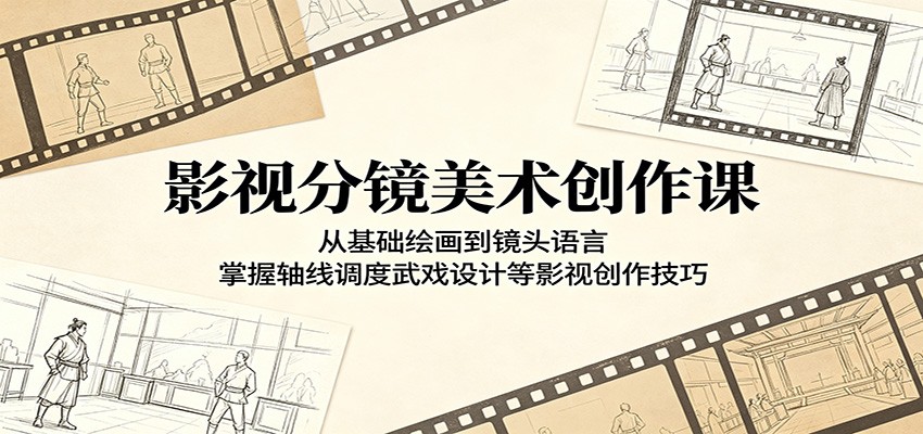 影视分镜美术创作课：从基础绘画到镜头语言，掌握轴线调度武戏设计等影视创作技巧-87副业网 - 互联网副业项目资源分享平台