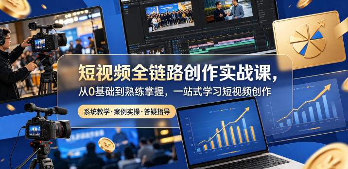 短视频全链路创作实战课，从0基础到熟练掌握，一站式学习短视频创作-87副业网 - 互联网副业项目资源分享平台