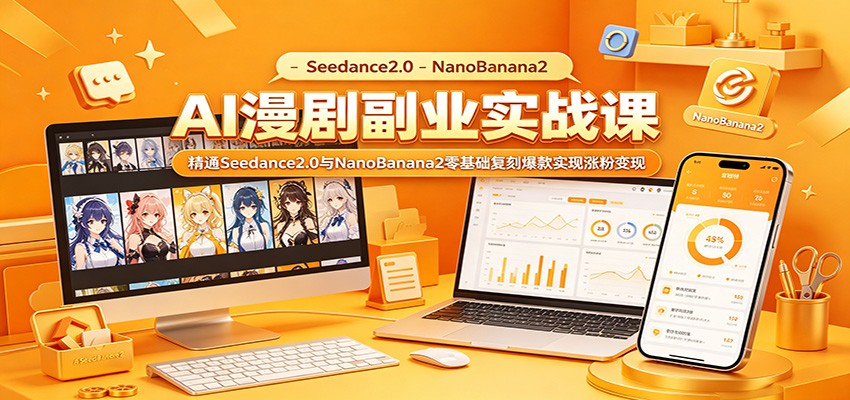 AI漫剧副业实战课：精通Seedance2.0与NanoBanana2零基础复刻爆款实现涨粉变现-87副业网 - 互联网副业项目资源分享平台
