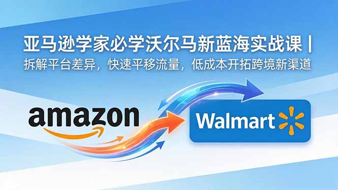 亚马逊卖家必学沃尔玛新蓝海实战课｜拆解平台差异，快速平移流量，低成本开拓跨境新渠道-87副业网 - 互联网副业项目资源分享平台