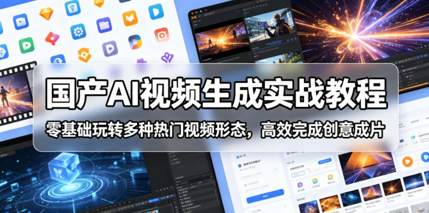 国产AI视频生成实战教程，零基础玩转多种热门视频形态，高效完成创意成片-87副业网 - 互联网副业项目资源分享平台
