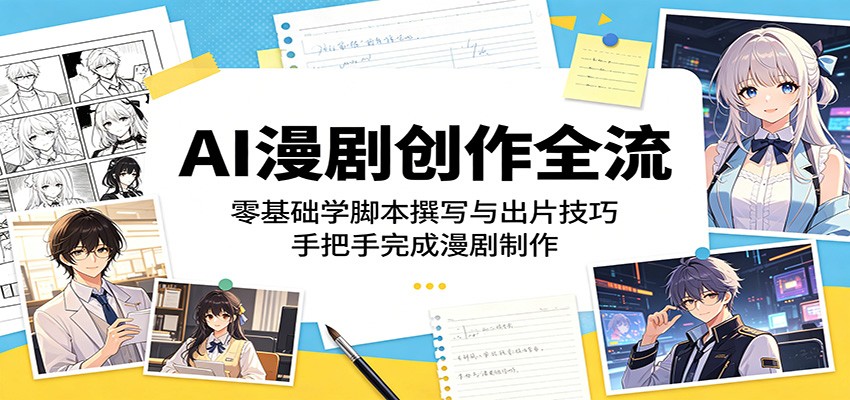 AI漫剧创作全流程：零基础学脚本撰写与出片技巧，手把手完成漫剧制作-87副业网 - 互联网副业项目资源分享平台