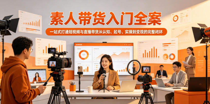 素人带货入门全案，一站式打通短视频与直播带货从认知、起号、实操到变现的完整闭环-87副业网 - 互联网副业项目资源分享平台