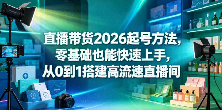 直播带货2026起号方法，零基础也能快速上手，从0到1搭建高流速直播间-87副业网 - 互联网副业项目资源分享平台