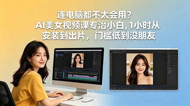 连电脑都不太会用？AI美女视频课专治小白，1小时从安装到出片，门槛低到没朋友-87副业网 - 互联网副业项目资源分享平台