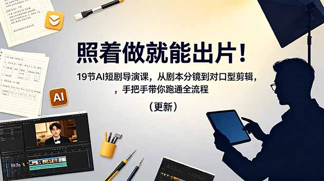 照着做就能出片！19节AI短剧导演课，从剧本分镜到对口型剪辑，手把手带你跑通全流程(更新-87副业网 - 互联网副业项目资源分享平台