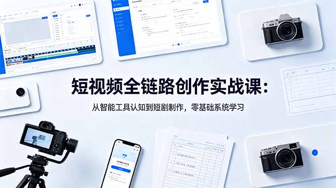 短视频全链路创作实战课：从智能工具认知到短剧制作，零基础系统学习-87副业网 - 互联网副业项目资源分享平台