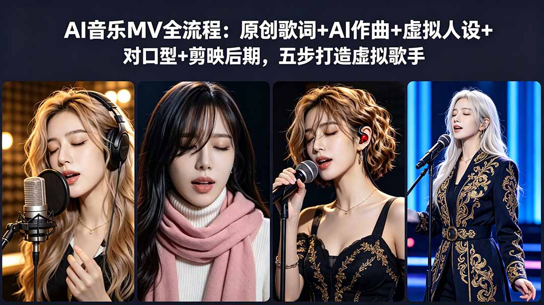 AI音乐MV全流程：原创歌词+AI作曲+虚拟人设+对口型+剪映后期，五步打造虚拟歌手-87副业网 - 互联网副业项目资源分享平台