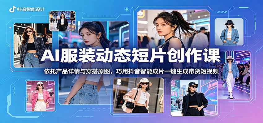 AI服装动态短片创作课：依托产品详情与穿搭原图，巧用抖音智能成片一键生成带货短视频-87副业网 - 互联网副业项目资源分享平台