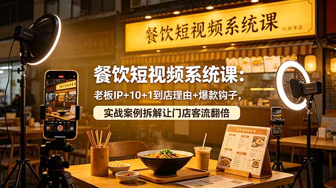 餐饮短视频系统课：老板IP+10+1到店理由+爆款钩子，实战案例拆解让门店客流翻倍-87副业网 - 互联网副业项目资源分享平台