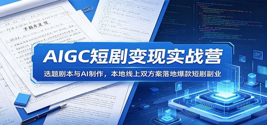 AIGC短剧变现实战营：选题剧本与AI制作，本地线上双方案落地爆款短剧副业-87副业网 - 互联网副业项目资源分享平台