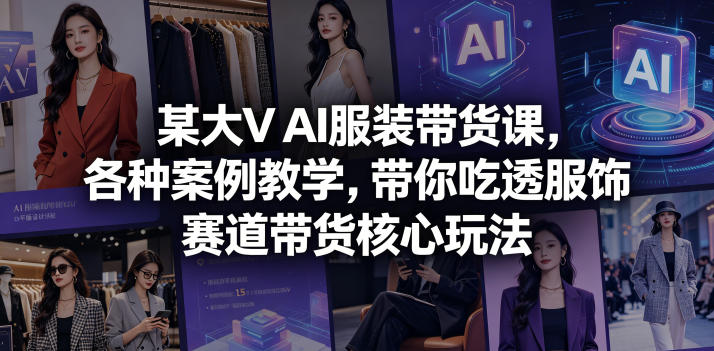 某大V AI服装带货课，各种案例教学，带你吃透服饰赛道带货核心玩法-87副业网 - 互联网副业项目资源分享平台