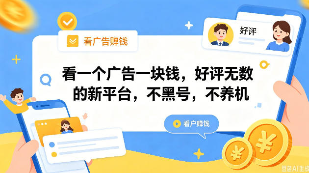 看一个广告一块钱，好评无数的新平台，不黑号，不养机，一撸几十块钱还是不错的【揭秘】-87副业网 - 互联网副业项目资源分享平台