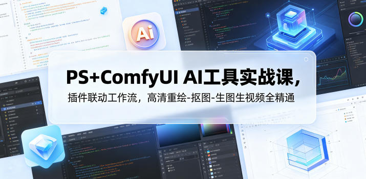 PS+ComfyUI AI工具实战课，插件联动工作流，高清重绘-抠图-生图生视频全精通-87副业网 - 互联网副业项目资源分享平台
