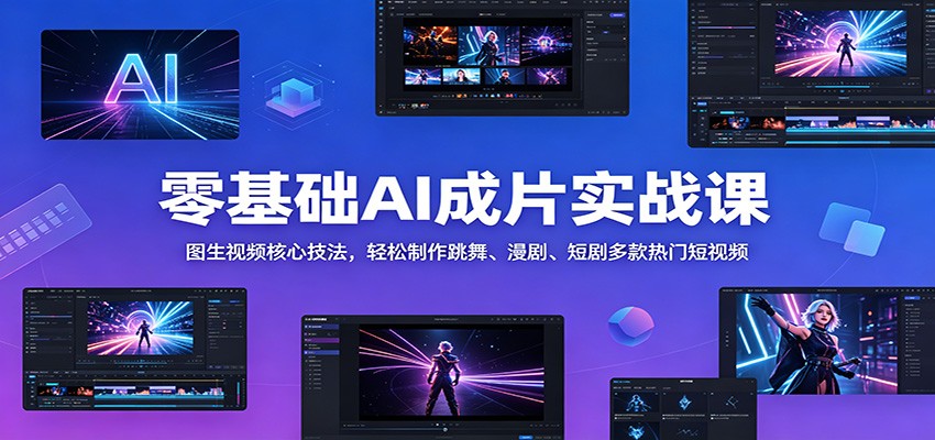 零基础AI成片实战课：图生视频核心技法，轻松制作跳舞、漫剧、短剧多款热门短视频-87副业网 - 互联网副业项目资源分享平台