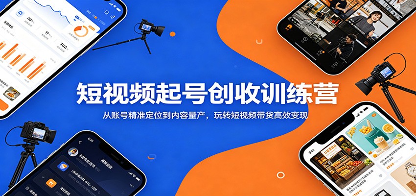 短视频起号创收训练营：从账号精准定位到内容量产，玩转短视频带货高效变现-87副业网 - 互联网副业项目资源分享平台