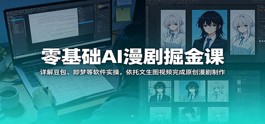 零基础AI漫剧掘金课：详解豆包、即梦等软件实操，依托文生图视频完成原创漫剧制作-87副业网 - 互联网副业项目资源分享平台
