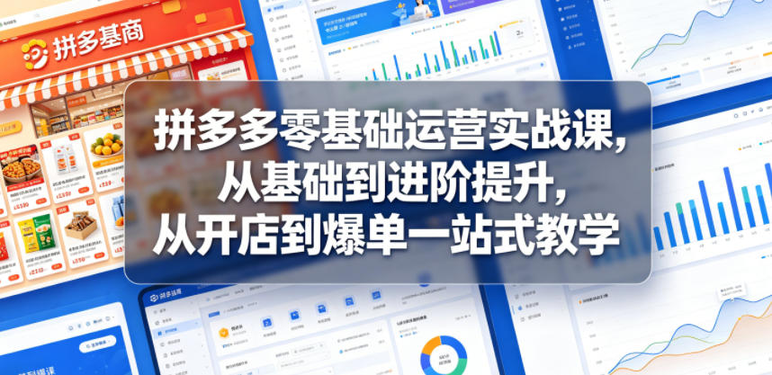 拼多多零基础运营实战课，从基础到进阶提升，从开店到爆单一站式教学-87副业网 - 互联网副业项目资源分享平台