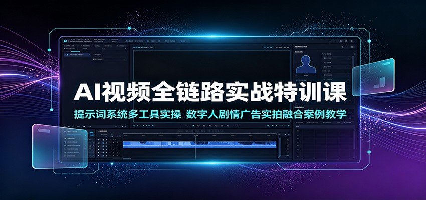 AI视频全链路实战特训课：提示词系统多工具实操，数字人剧情广告实拍融合案例教学-87副业网 - 互联网副业项目资源分享平台