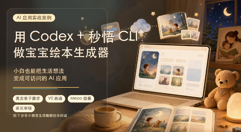 AI应用实战案例，用Codex+秒悟CLl做宝宝绘本生成器，小白也能把生活想法变成可访问的AI应用-87副业网 - 互联网副业项目资源分享平台