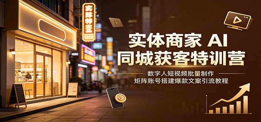 实体商家AI同城获客特训营：数字人短视频批量制作，矩阵账号搭建爆款文案引流教程-87副业网 - 互联网副业项目资源分享平台