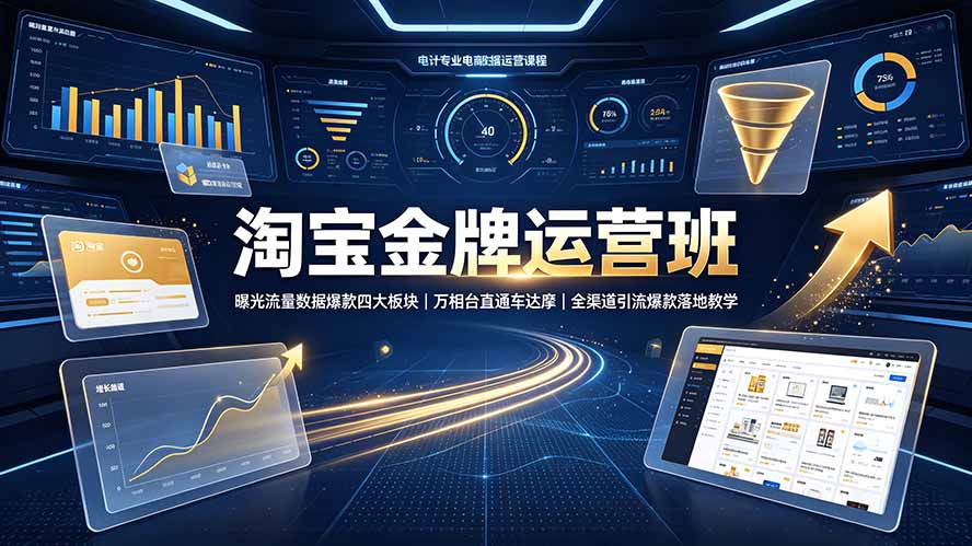 淘宝金牌运营班-7月：曝光流量数据爆款四大板块｜万相台直通车达摩｜全渠道引流爆款落地教学-87副业网 - 互联网副业项目资源分享平台