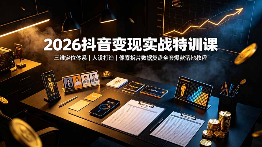 2026抖音变现实战特训课：三维定位体系｜人设打造｜像素拆片数据复盘全套爆款落地教程-87副业网 - 互联网副业项目资源分享平台