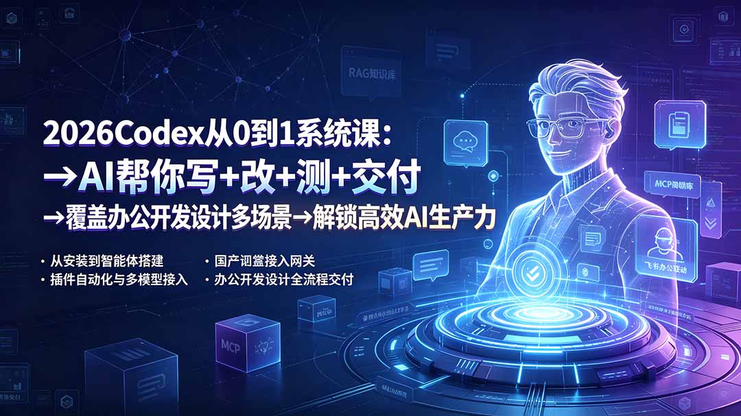 2026Codex从0到1系统课：→AI帮你写+改+测+交付→覆盖办公开发设计多场景→解锁高效AI生产力-87副业网 - 互联网副业项目资源分享平台