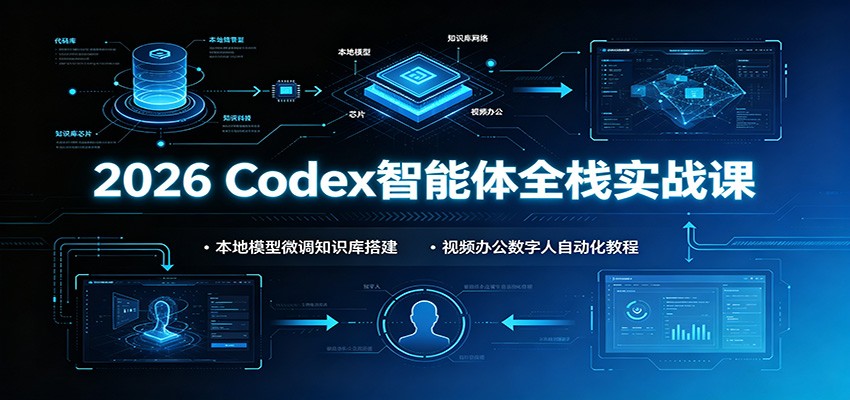 2026 Codex智能体全栈实战课：本地模型微调知识库搭建，视频办公数字人自动化教程-87副业网 - 互联网副业项目资源分享平台