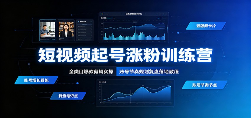 短视频起号涨粉训练营：全类目爆款剪辑实操，账号节奏规划复盘落地教程-87副业网 - 互联网副业项目资源分享平台