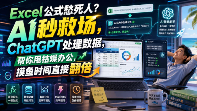 Excel公式愁死人？AI秒救场，ChatGPT处理数据，帮你甩枯燥办公，摸鱼时间直接翻倍【原创双语字幕】-87副业网 - 互联网副业项目资源分享平台