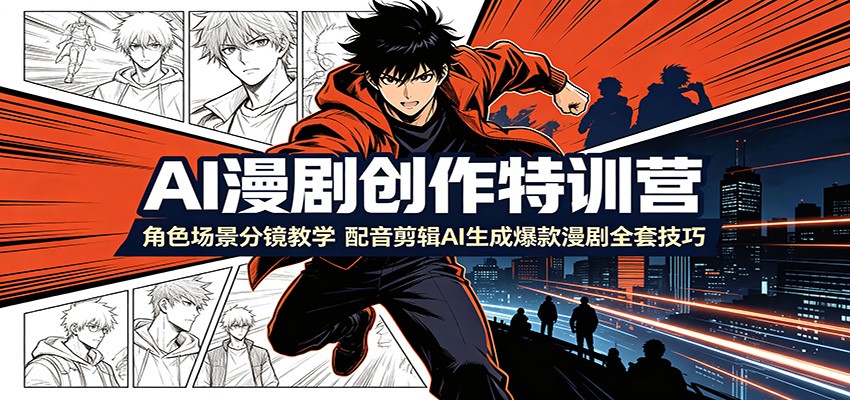 AI漫剧创作特训营：角色场景分镜教学，配音剪辑AI生成爆款漫剧全套技巧-87副业网 - 互联网副业项目资源分享平台