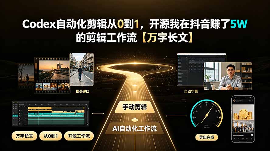 Codex自动化剪辑从0到1,开源我在抖音赚了5W 的剪辑工作流【万字长文】-87副业网 - 互联网副业项目资源分享平台