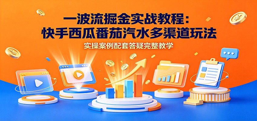 一波流掘金实战教程：快手西瓜番茄汽水多渠道玩法，实操案例配套答疑完整教学-87副业网 - 互联网副业项目资源分享平台