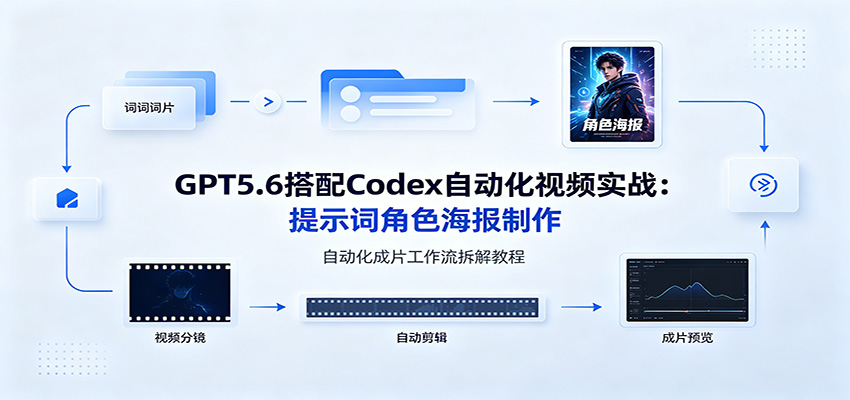 GPT5.6搭配Codex自动化视频实战:提示词角色海报制作,自动化成片工作流拆解教程-87副业网 - 互联网副业项目资源分享平台