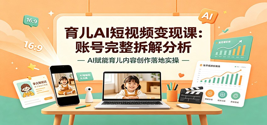 育儿AI短视频变现课：账号完整拆解分析，AI赋能育儿内容创作落地实操-87副业网 - 互联网副业项目资源分享平台