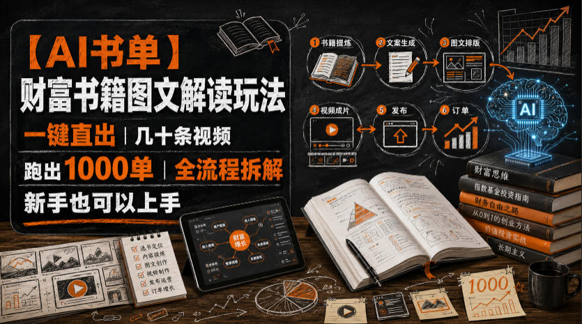 【AI书单】财富书籍图文解读玩法,一键直出,几十条视频,跑出1000单,全流程拆解,新手也可以上手-87副业网 - 互联网副业项目资源分享平台