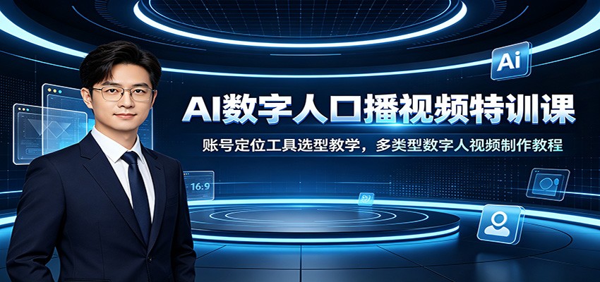 AI数字人口播视频特训课：账号定位工具选型教学，多类型数字人视频制作教程-87副业网 - 互联网副业项目资源分享平台